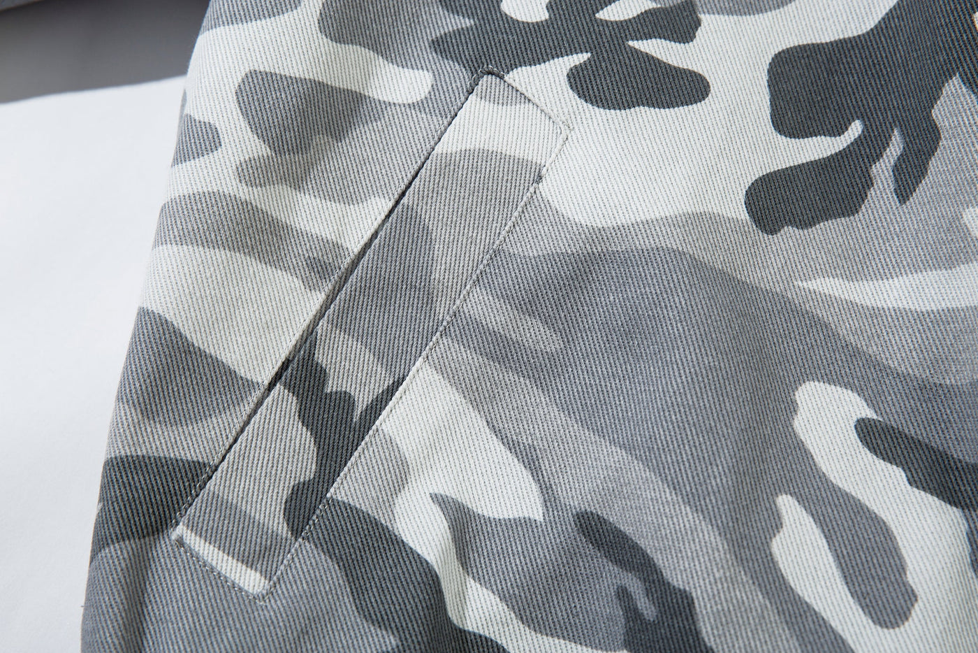 GREY CAMO FUR HOODED JACKET