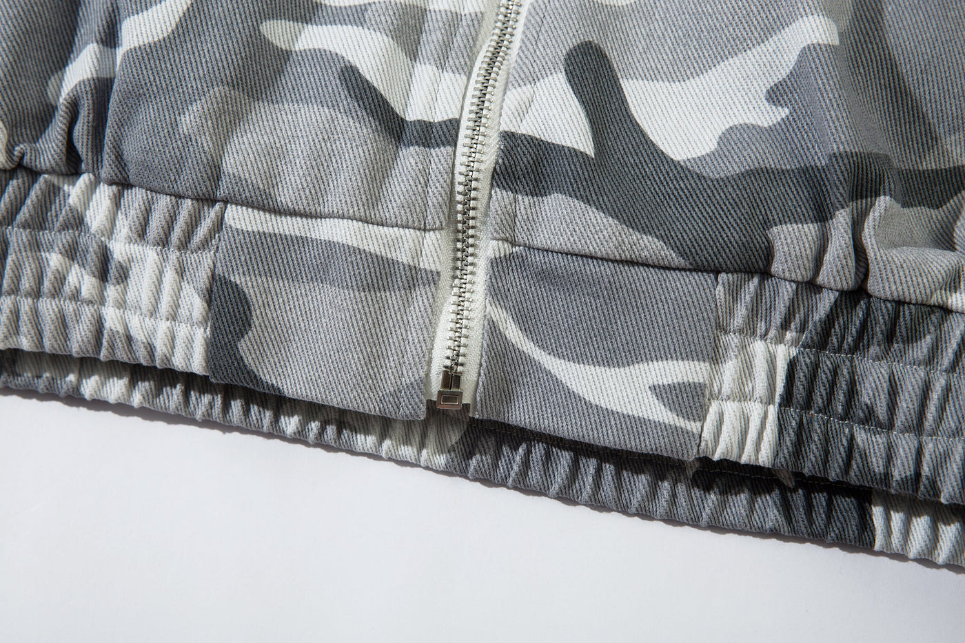 GREY CAMO FUR HOODED JACKET