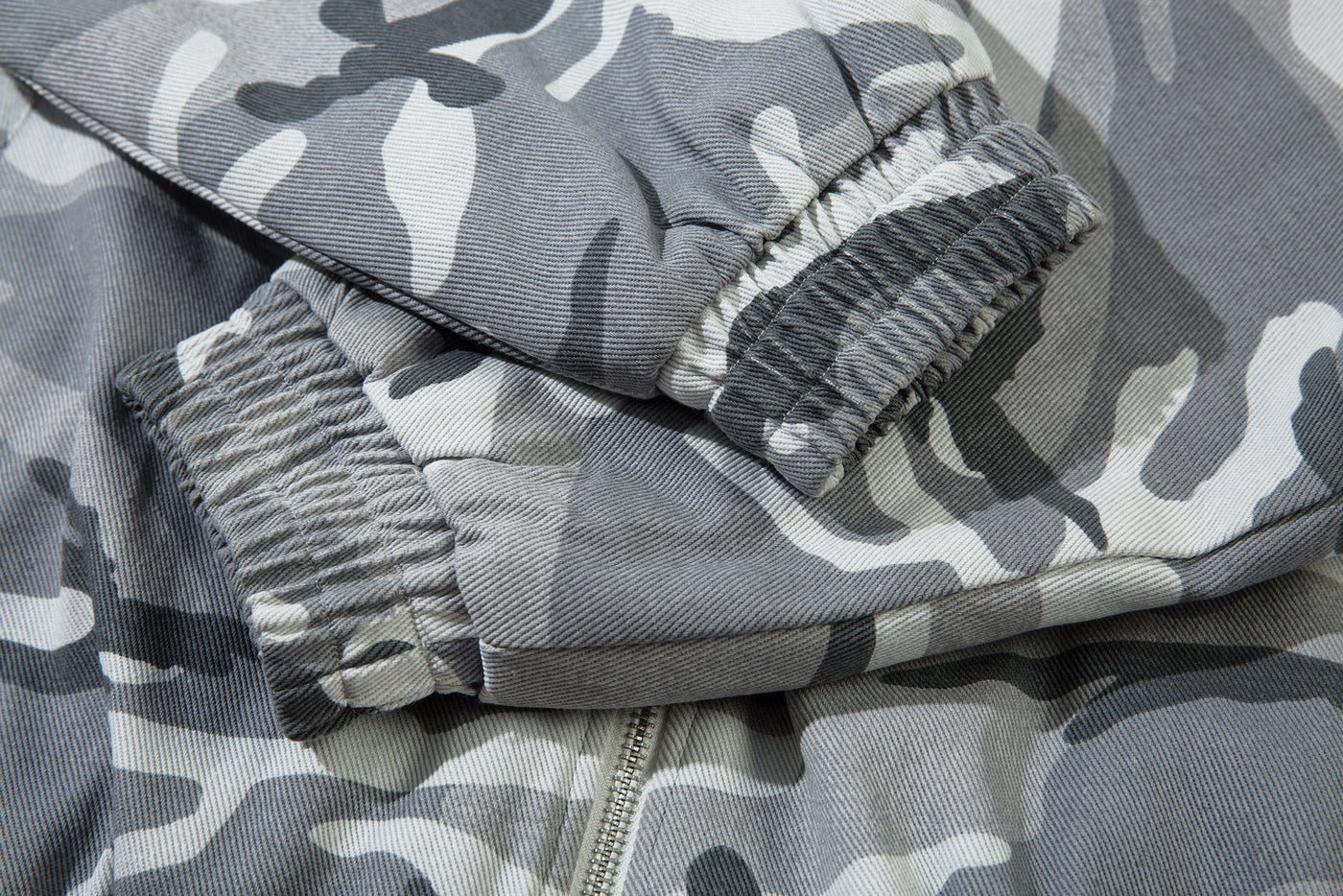 GREY CAMO FUR HOODED JACKET