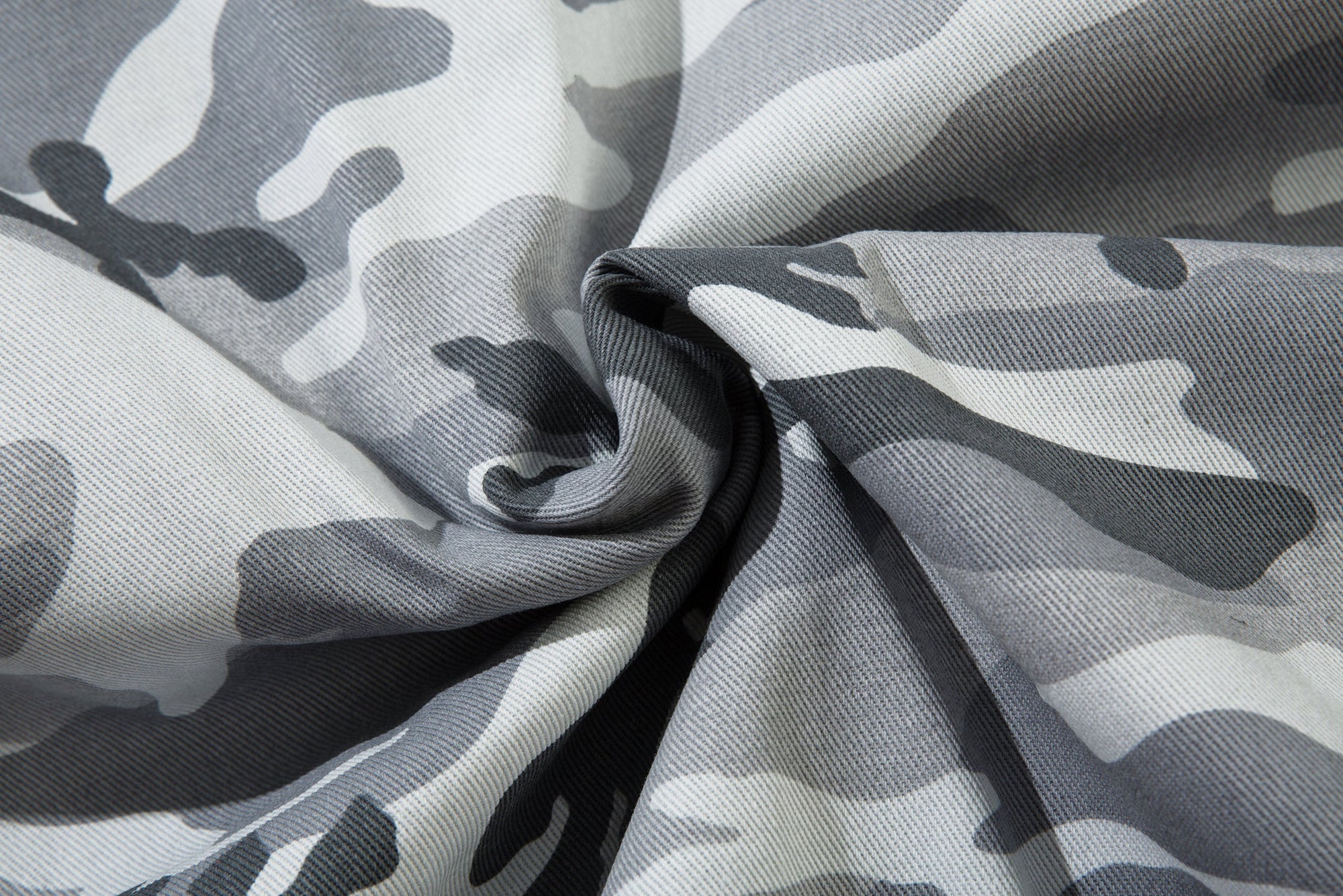 GREY CAMO FUR HOODED JACKET