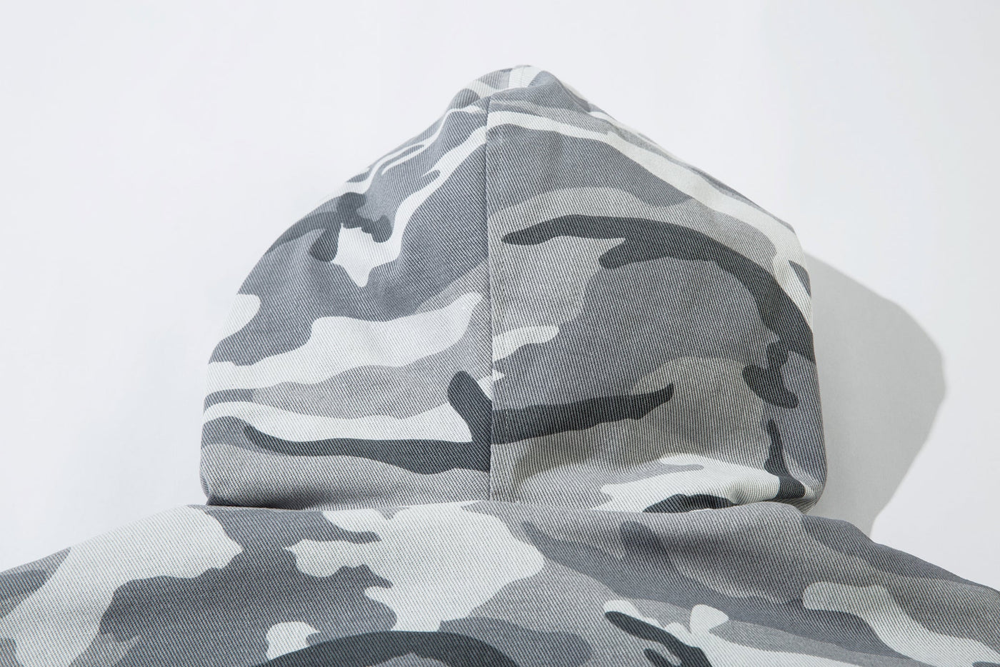 GREY CAMO FUR HOODED JACKET