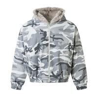 GREY CAMO FUR HOODED JACKET